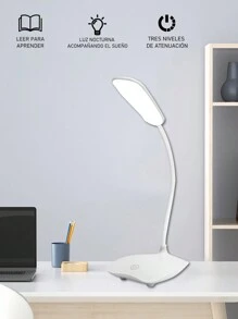 1 Pieza Lámpara Led De Escritorio Ajustable Recargable Por Usb , Para Lectura - Blanco - Ver 5