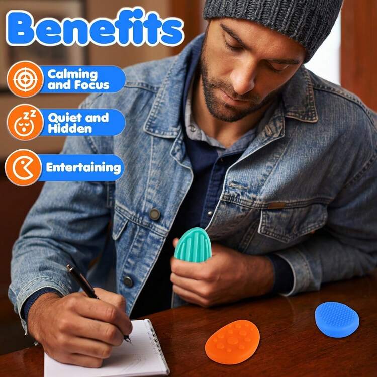 Gói 6 viên đá cảm giác silicon, đồ chơi Fidget có kết cấu giúp giảm lo âu, đá xúc giác cầm tay cho người lớn, đồ dùng cho ngón tay giúp tay bận rộn, không có lông vũ, quả cầu giảm căng thẳng không dùng điện - Dành cho lứa tuổi từ 14 trở lên - Nhiều màu - Xem 5