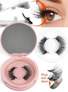 1 Pair Magnetic False Eyelashes Kit With Mirror & Applicator Glue-Free Eyelashes 3D Natural Manga Eyelashes Cat Eye Fluffy Faux Mink Eye Lashes With Tweezers Makeup Tool For Beauty Travel,Reusable Magnetic Eyelashes No Glue Needed 3D Natural Magnetic False Eyelashes Portable Cosmetic Tool,Magnetic Eyelash Set - Natural Looking, Magnetic Adhesion, No Glue Or Eyeliner Needed, Lightweight & Reusable, Comes With Tweezers For Easy Application - 黑色 - 查看 9