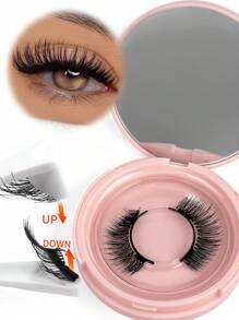 1 Pair Magnetic False Eyelashes Kit With Mirror & Applicator Glue-Free Eyelashes 3D Natural Manga Eyelashes Cat Eye Fluffy Faux Mink Eye Lashes With Tweezers Makeup Tool For Beauty Travel,Reusable Magnetic Eyelashes No Glue Needed 3D Natural Magnetic False Eyelashes Portable Cosmetic Tool,Magnetic Eyelash Set - Natural Looking, Magnetic Adhesion, No Glue Or Eyeliner Needed, Lightweight & Reusable, Comes With Tweezers For Easy Application - 黑色 - 查看 10