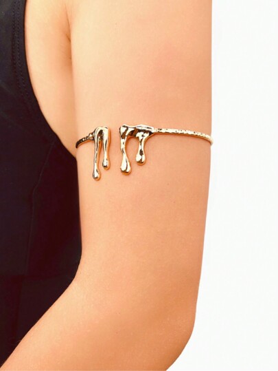 1pc Metal Plated Adjustable Bracelet, European And American Creative Exaggerated Bangle For Women, Suitable For Parties, Going Out, Travel, And Everyday Wear