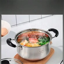 Multipurpose Stainless Steel Soup Pot: Perfect For Induction Cooking With Thick Base, Glass Lid & Elegant Design - View 6