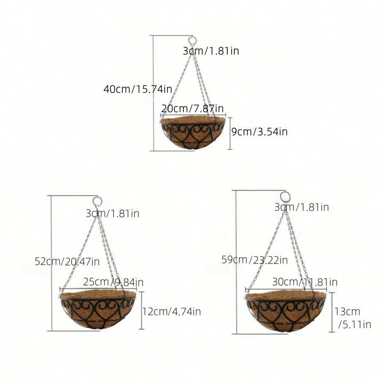 1pc Outdoor Decorative Iron Chain Hanging Flower Basket/Planter, Suitable For BBQ, Gardening, Home Decor, Bird Cage - Multicolor - View 2