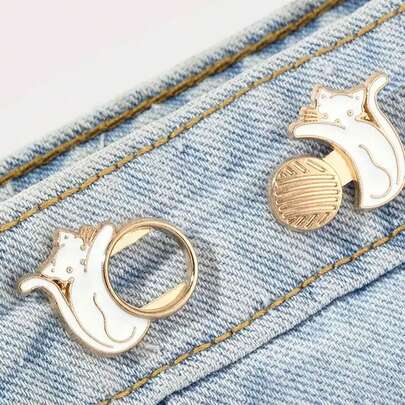 1个牛仔布按扣，可作皮带扣、腰带扣、裤夹、领扣、胸针，多功能耐用可拆卸裤夹，时尚服装配饰纽扣，装饰纽扣，适用于牛仔裤、裙子、裤子、包包，适合女学生佩戴。