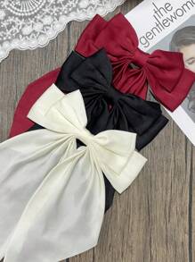 1pc Latest Fashion White Bow Spring Hair Clips Elegant Hair Accessories Joker Hair Clips In Daily Life Cute Halloween Valentine's Day - White - View 9