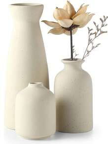 3 件套陶瓷花瓶套装家居装饰，现代白色花瓶，适用于客厅、餐厅、桌面、书架、桌子、家居装饰 - 多色 - 查看 4