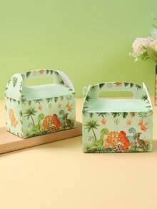 Caja de regalo con tema de dinosaurio, 4 piezas. Caja de papel con patrón de animales de la jungla de dinosaurio, bolsa de caramelos con asa. Decoración para fiesta de cumpleaños, decoración de fiesta de dinosaurios, decoración de fiesta de la jungla, decoración de cumpleaños, empaque para galletas, cupcakes, bocadillos. - Multicolor - Ver 3