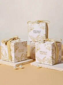 5/10pcs Floral Print Ribbon Gift Packaging Box, Creative Delicate "Specially For You" Wedding Favor Candy Bag Gift Box, Party Small Gift Birthday Valentine's Day Gift Box Valentine's Day