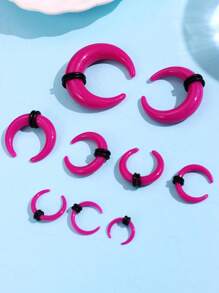 Bộ 9 khuyên xỏ khuyên tai hình chữ U bằng Acrylic nhiều màu sắc lấp lánh phong cách Punk Rock Hip-Hop, kiểu sừng bò, dụng cụ xỏ khuyên, phụ kiện xỏ khuyên trang sức cơ thể Unisex, thích hợp cho lễ hội và tiệc tùng - Nhiều màu - Xem 9