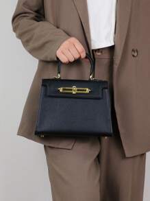 High-End 2025 Ladies Handbag, Elegant Small Bag With Palm Print, Briefcase Style Work Bag, Lightweight Square Shaped Shoulder/Crossbody Bag For Women, Best Mother's Day Gifts Women - 黑色 - 查看 8
