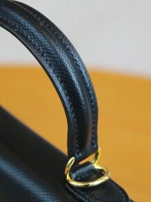 High-End 2025 Ladies Handbag, Elegant Small Bag With Palm Print, Briefcase Style Work Bag, Lightweight Square Shaped Shoulder/Crossbody Bag For Women, Best Mother's Day Gifts Women - 黑色 - 查看 6