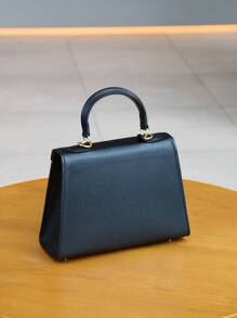 High-End 2025 Ladies Handbag, Elegant Small Bag With Palm Print, Briefcase Style Work Bag, Lightweight Square Shaped Shoulder/Crossbody Bag For Women, Best Mother's Day Gifts Women - 黑色 - 查看 4