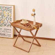 HYNAWIN Portable Side Table,Folding Bamboo Breakfast And Snack Tray Table With Handle,Portable Camping Table Outdoor,Foldable Compact Coffee And Side Table For Living Room, Bedroom - Brown - View 6