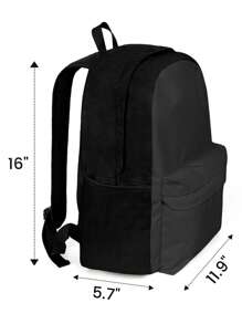 1pc Customized Text Or Graphic Print Fashionable Casual Multi-Function Large Capacity Backpack, Laptop Bag, Gym Bag - Black - View 7