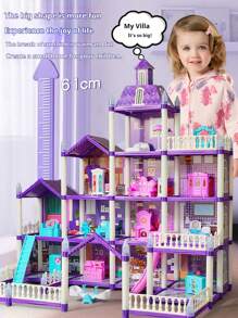 DIY女王公主屋女孩假装玩塑料亲子互动玩具套装拼装积木多场景紫色仿真家庭小夜灯城堡别墅家居摆件配件颜色随机不包邮 - 彩色 - 查看 2