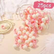 bilicaca 25 件/包 彩色蓬松绒球发带，适合女孩，可爱弹性发饰，适合幼儿女孩，情人节礼物 - 彩色 - 查看 15