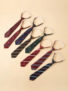 1pc 32cm Adjustable Printed Pre-Tied Tie, Suitable For Boy, Girl & Children, Daily Wear, Party, Performance, Student Uniform, Holiday Show - Multicolor - View 1