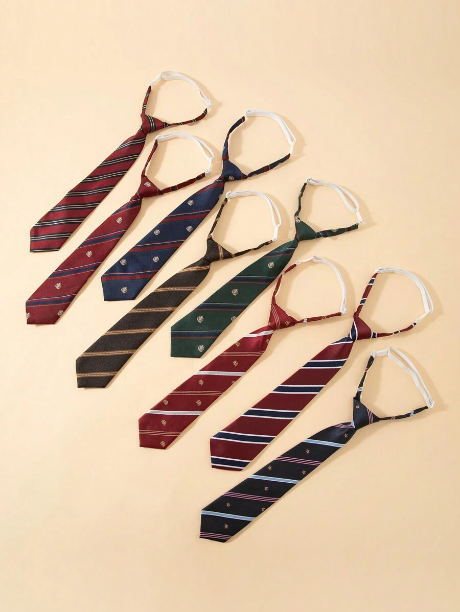 1pc 32cm Adjustable Printed Pre-Tied Tie, Suitable For Boy, Girl & Children, Daily Wear, Party, Performance, Student Uniform, Holiday Show - Multicolor - View 1