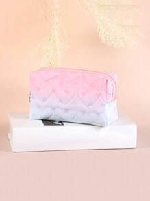 1pc Heart Pattern Valentine's Day Gradient Makeup Bag, Fashion Portable PU Waterproof Makeup Bag - Smooth Zipper Creative Design, Ample Storage Space Design Travel Makeup Bag,For Holiday Beach, Bathroom Collection, Bedroom Collection, Large Capacity - Multicolor - View 4