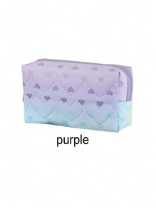 1pc Heart Pattern Valentine's Day Gradient Makeup Bag, Fashion Portable PU Waterproof Makeup Bag - Smooth Zipper Creative Design, Ample Storage Space Design Travel Makeup Bag,For Holiday Beach, Bathroom Collection, Bedroom Collection, Large Capacity - Multicolor - View 9