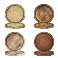 10pcs-Suitable For 10 Guests Vintage Woodgrain Party Disposable Paper Plates Vintage Woodgrain Party Tableware Disposable Round Dinner Plates Tableware Holiday Celebration Birthday Party Banquet Tea Party Wedding Exquisite Craftsmanship Fashionable Collocation