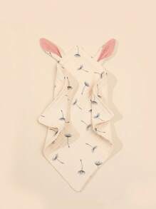 1pc Baby Drool Bib, Floral Print Soft Double-Layer Muslin Cloth Drool Bib With Bunny Ears - Multicolor - View 14