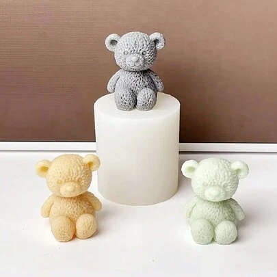 1 件 3D 可爱泰迪熊硅胶模具、针织毛绒熊蜡烛模具、树脂工艺品 DIY 装饰品