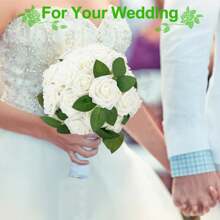 10/30/50/100 bông hồng giả bằng xốp màu ngà có cuống, thích hợp để tự làm bó hoa cưới, trang trí bàn tiệc cô dâu, trang trí bàn tiệc, ngày Valentine và ngày của Mẹ (không bao gồm hộp giấy) - Màu trắng sữa - Xem 8