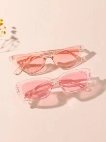 2pairs Kids Personalized Simple Cat Eye Square Fashion Glasses, Suitable For Teenagers
