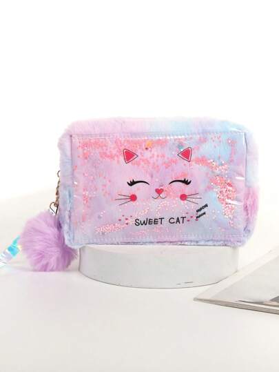 Multineos Comercial Bolsa Estojo Cosmética Fofo Com Pompom