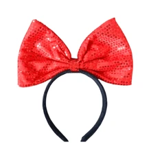 Wu Pistilure 1pc Princess Headband Red Sequin Big Bow Amusement Park Photo Haircard Popular Hair Accessories Face Female Headband