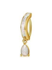 CIZME 1PC 16G Rook Piercing Jewelry Silvery Golden Stainless Steel Eyebrow Piercing Jewelry Crystal Heart CZ Moon Water-Drop Shape Opal Cubic Zirconia Eyebrow Rings Eyes Rook Earrings For Women Valentines,Mom,Mother,Mother's Day,Gift - Gold + Silver - View 14