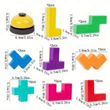 1PC Wooden 2-Player Construction Building Block Competitive Game Toy ,Wooden Colorful Balance Stacking Blocks Battle Game, Color Cognition And Hand Fine Motor Training Table Board Games, Party Game - Multicolor - View 9