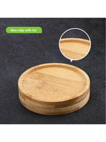 6 件装竹杯垫套装带支架，适用于咖啡桌，盆栽木质杯垫，办公桌保护，乔迁礼物，方形/圆形竹杯垫适用于花盆、饮料托盘、办公桌盆栽植物保护 - 彩色 - 查看 3