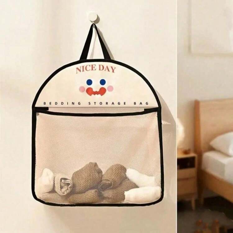 2 件装多功能悬挂式收纳网袋，适用于围巾、内衣、袜子、卡通图案衣柜收纳袋，大容量可折叠可洗壁挂式浴室卧室宿舍收纳袋 - 彩色 - 查看 3