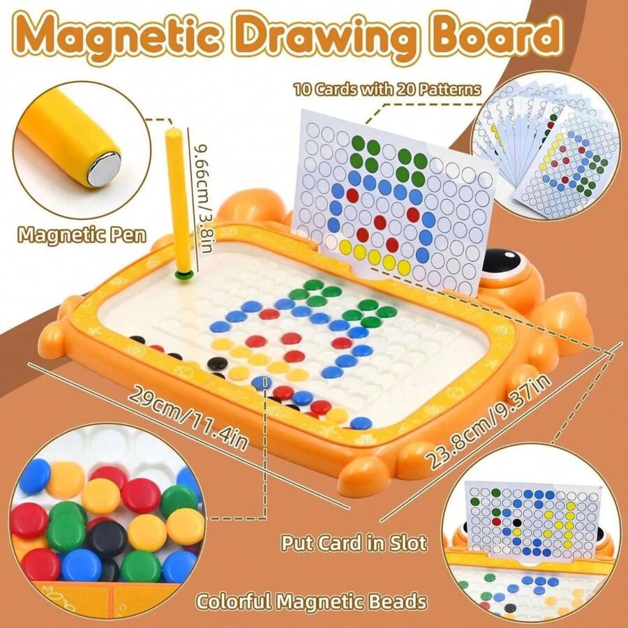 Magnetic Board With Colorful Beads Crab With Drawing Patterns