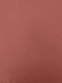 Women's Ribbed Cropped Blouse, U-Neck, Short Sleeve - 鏽棕色 - 查看 2