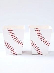 10 piezas Caja de papel con estilo de béisbol para palomitas de maíz, caja contenedora de alimentos, suministros de decoración para fiestas de cumpleaños, día de San Valentín, eventos deportivos y noches de cine familiar con tema de competencia deportiva