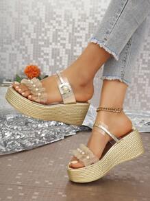 Sandalias con plataforma de perla de moda para mujer 2024