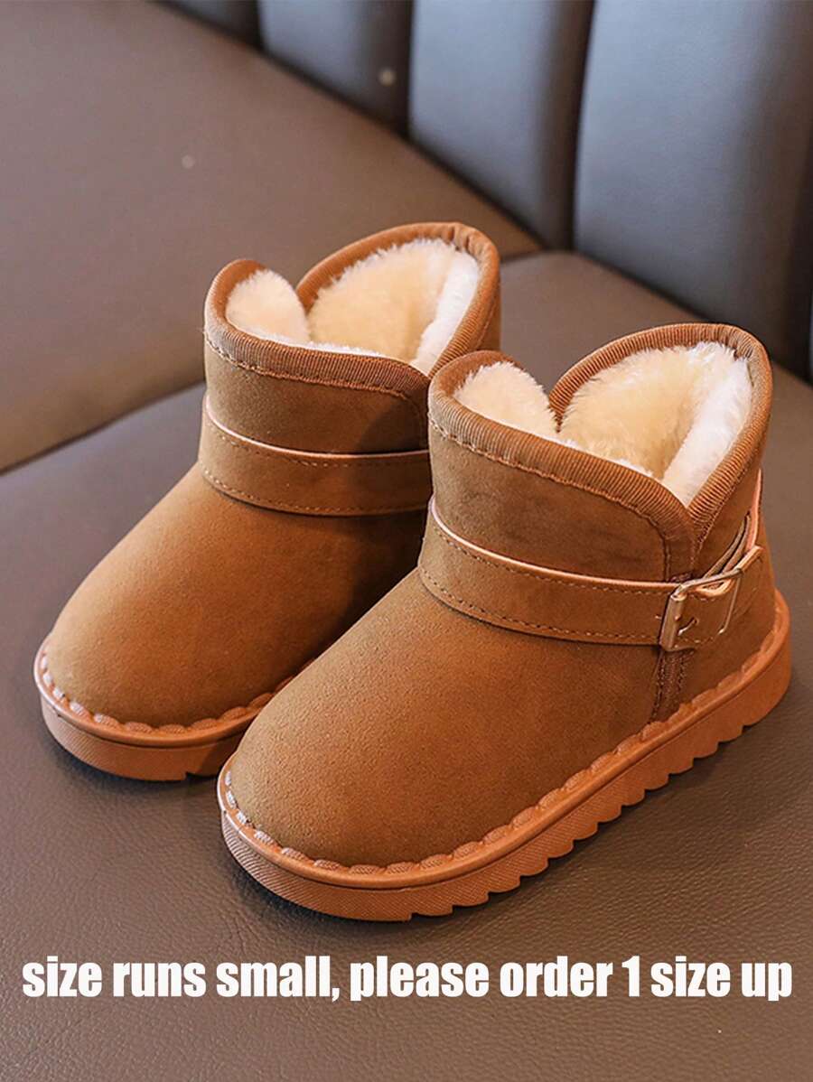 2025 新款男童防滑防水毛绒内衬厚雪地靴，注意：鞋子比正常尺码小 1 码