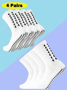 FLSHMCEN 4/10 pares de calcetines de fútbol para hombre con almohadillas antideslizantes para fútbol, baloncesto y otros deportes