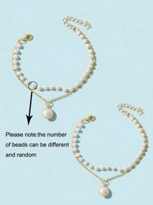 Faux Pearl Decor Layered Anklet
