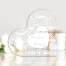 Customizable 'Together We Make A Family' Acrylic Heart Puzzle - Perfect For Father's Day, Birthdays & Housewarming Gifts Graduation - 10*10cm Love Text Card Brick - View 3