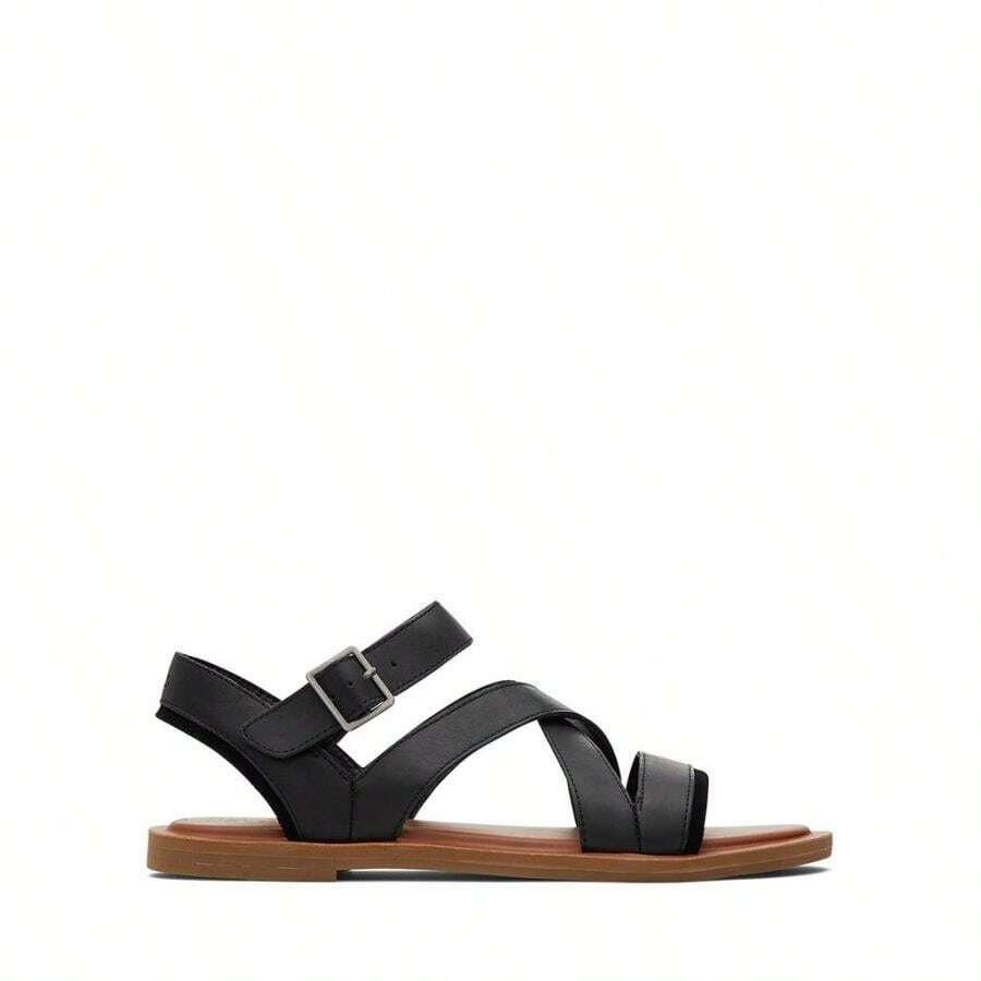 Toms Women's Sloane Leather Flat Sandals - Black - View 1
