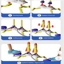 New Design Foot Operated Mini Rocket Launcher Toy, Glowing Flying Cannon Decompression Outdoor Stomp Rocket Launcher, Birthday/Christmas Gift, Perfect Present - Multicolor - View 11