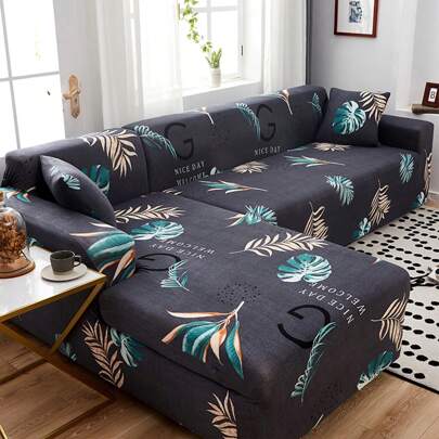 1 pezzo Fodera elastica per divano con motivo a foglie di piante, design moderno stampato, resistente a polvere e sporco, adatto per casa, aula, hotel