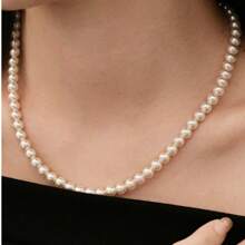 Round White Simulated Shell Pearl Necklace Strand | Pearl Choker Necklace | Jewelry For Women | Birthday Christmas Gift For Mom Wife Sister Best Friend, Gift Box Not Included - 45CM Length Necklace - View 18