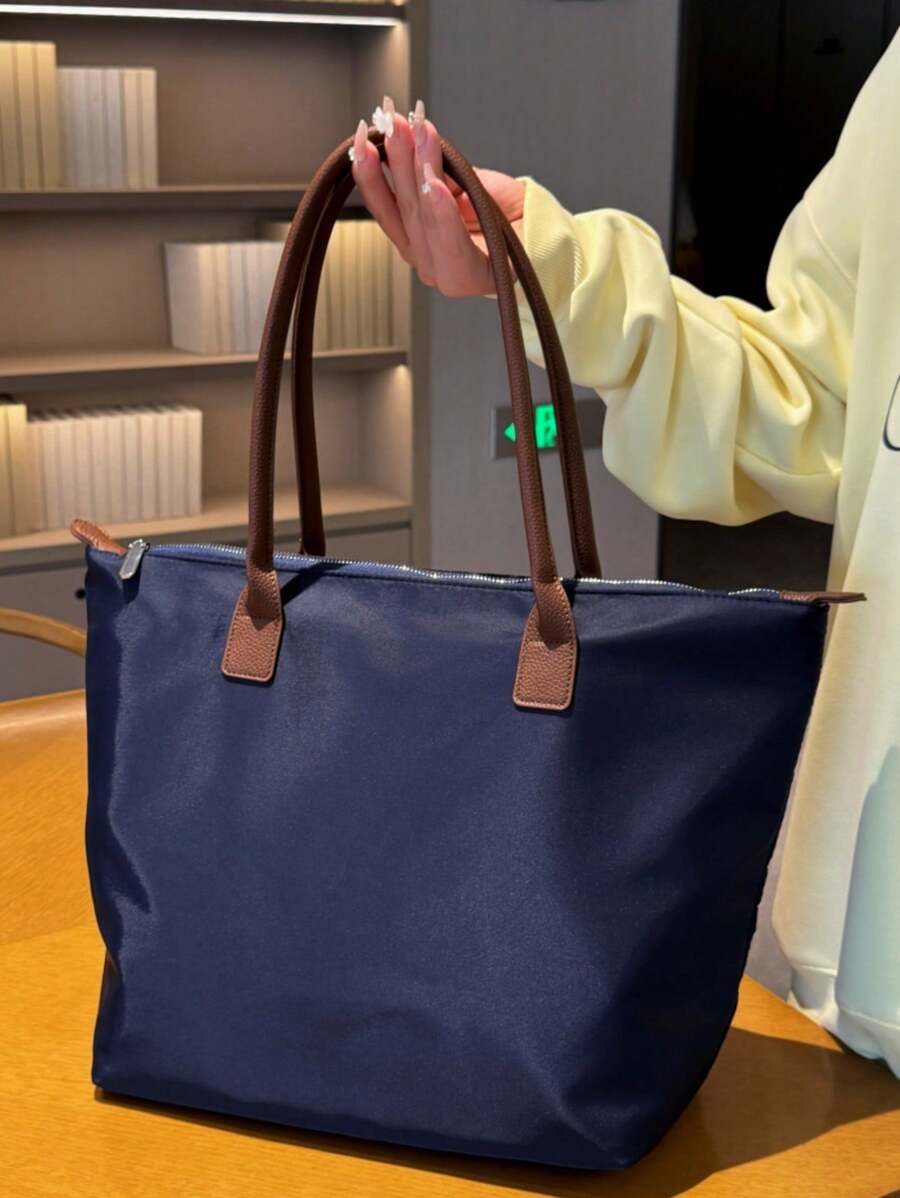 Túi Tote Vải Oxford Dung Tích Lớn Thời Trang Đơn Giản Cho Nữ, Túi Đeo Vai Đa Năng Nhẹ, Túi Xách Thường Ngày Hợp Thời Trang, Thích Hợp Cho Việc Đi Làm Và Những Chuyến Đi Ngắn Ngày