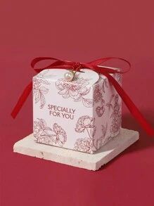 5/10pcs Floral Print Ribbon Gift Packaging Box, Creative Delicate "Specially For You" Wedding Favor Candy Bag Gift Box, Party Small Gift Birthday Valentine's Day Gift Box Valentine's Day