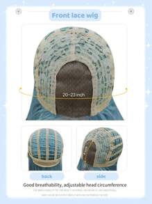 alicegarden 1 合成耐热、波浪假发蓝色假发，30 英寸长，由纤维制成，适合日常使用，自然逼真的假发（不包括配件） - 淺藍色 - 查看 4